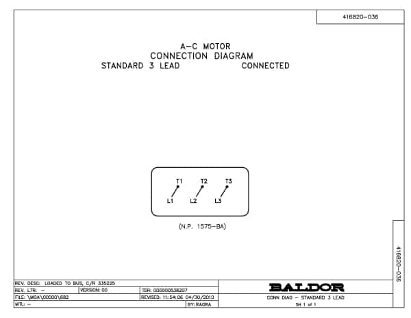 Baldor 75 HP, 1780 RPM, 3 Phase, 60 Hz, 365TC, A36070M, TEFC - CECP84316T-4 - Image 3
