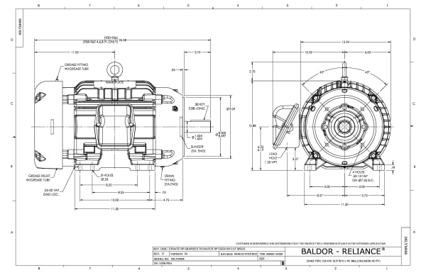 Baldor 20 HP, 1765 RPM, 3 Phase, 60 Hz, 256T, TEFC, F1 - CECR9204T - Image 2