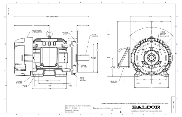Baldor 25 HP, 1770 RPM, 3 Phase, 60 Hz, 284T, TEFC, F1 - CECR9254T - Image 2