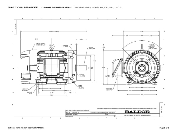 Baldor 25 HP, 1770 RPM, 3 Phase, 60 Hz, 284T, TEFC, F1 - CECR9254T - Image 11