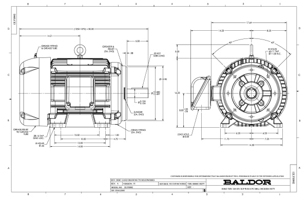 Baldor 50 HP, 1775 RPM, 3 Phase, 60 Hz, 326T, TEFC, F1 - CECR9504T - Image 2