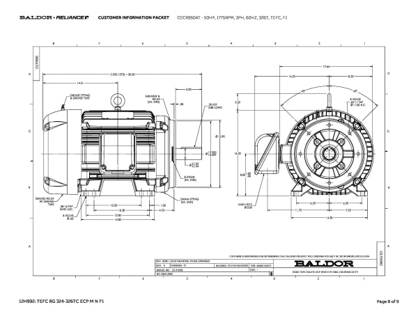 Baldor 50 HP, 1775 RPM, 3 Phase, 60 Hz, 326T, TEFC, F1 - CECR9504T - Image 11