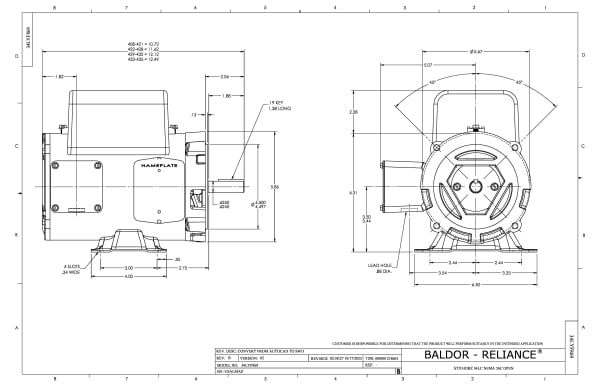 Baldor .33 HP, 1740 RPM, 1 Phase, 60 Hz, 56C, 3418LC, OPEN, F - CEL11301 - Image 2