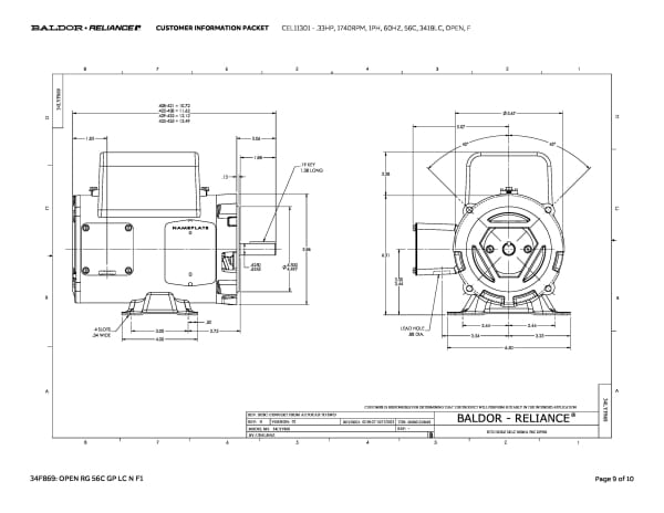 Baldor .33 HP, 1740 RPM, 1 Phase, 60 Hz, 56C, 3418LC, OPEN, F - CEL11301 - Image 12