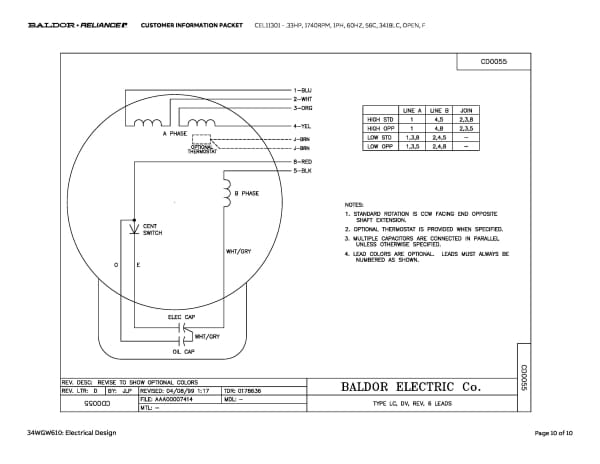 Baldor .33 HP, 1740 RPM, 1 Phase, 60 Hz, 56C, 3418LC, OPEN, F - CEL11301 - Image 13