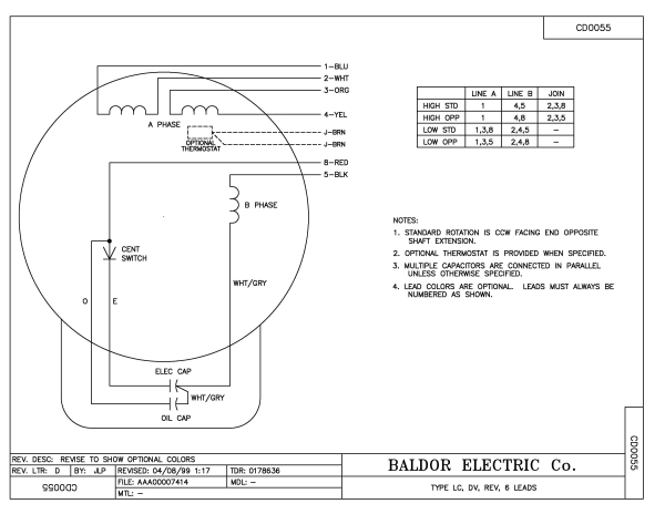Baldor .5 HP, 3450 RPM, 1 Phase, 60 Hz, 56C, 3413LC, OPEN, F1 - CEL11303 - Image 3