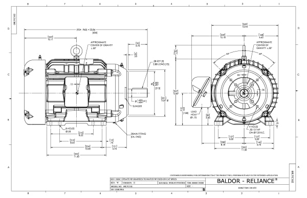 Baldor 20 HP, 1770 RPM, 3 Phase, 60 Hz, 256TC, 0960M, TEFC, F - CEM2334T-5 (575 VAC Only) - Image 2