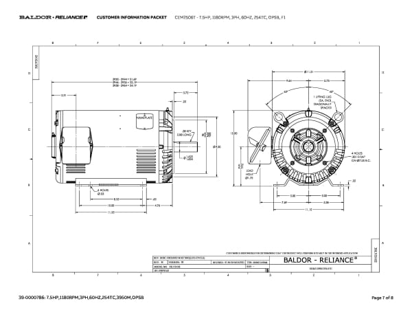 7.5HP,1180RPM,3PH,60HZ,254TC,OPSB,F1 - CEM2506T - Image 10