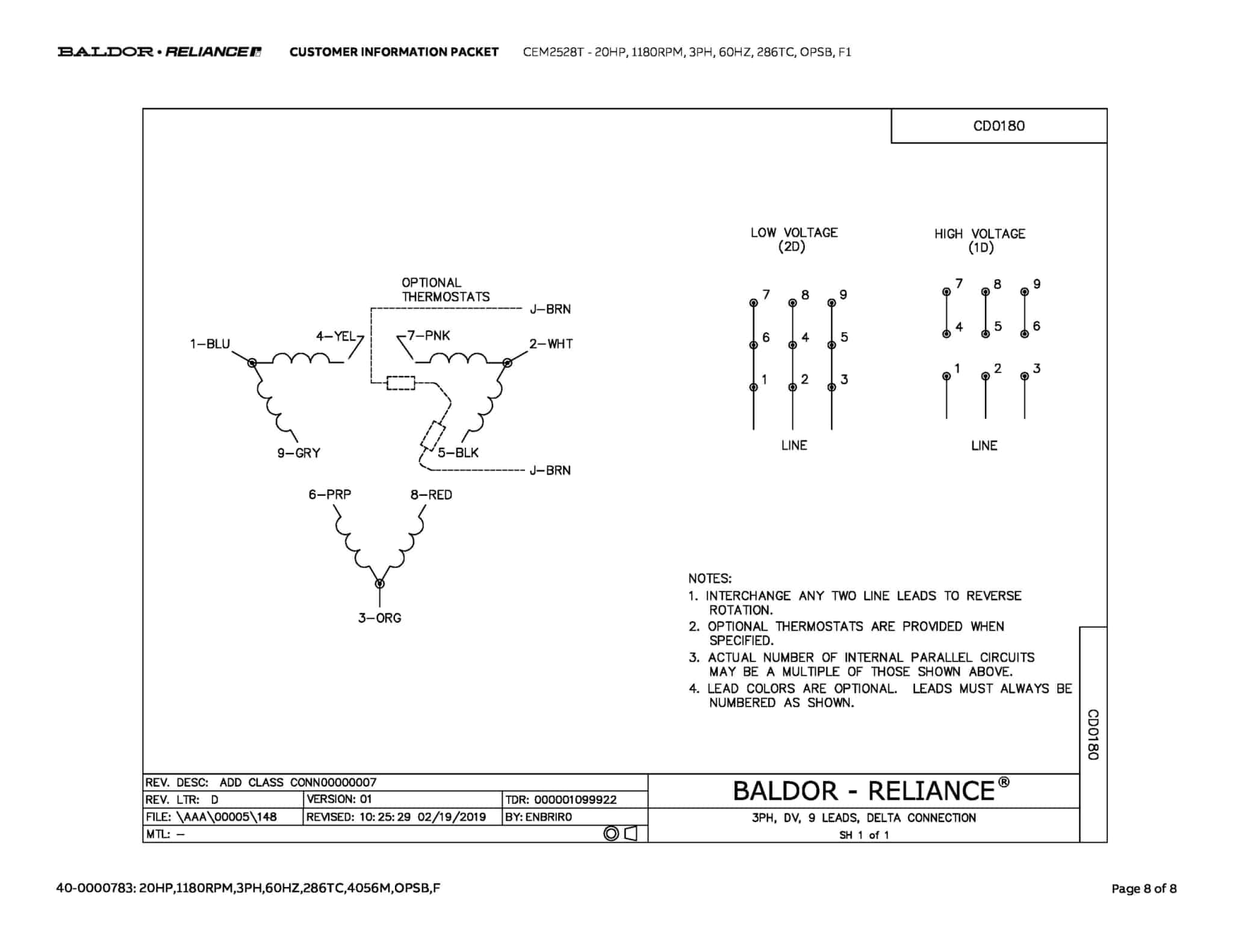 Baldor 20 HP, 1180 RPM, 3 Phase, 60 Hz, 286TC, OPSB, F1 - CEM2528T - Image 11