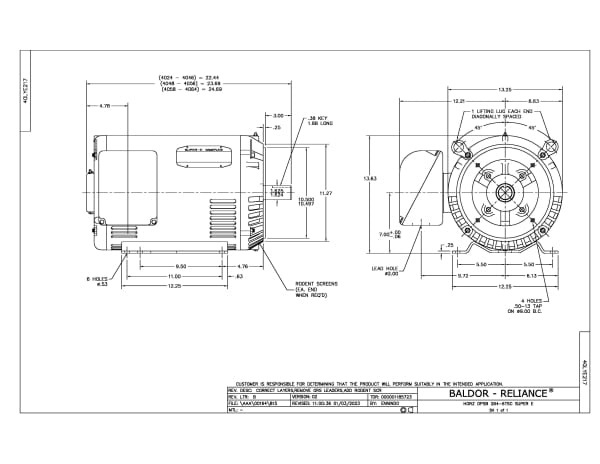 Baldor 30 HP, 3530 RPM, 3 Phase, 60 Hz, 284TSC, OPSB, F1 - CEM2534T - Image 2