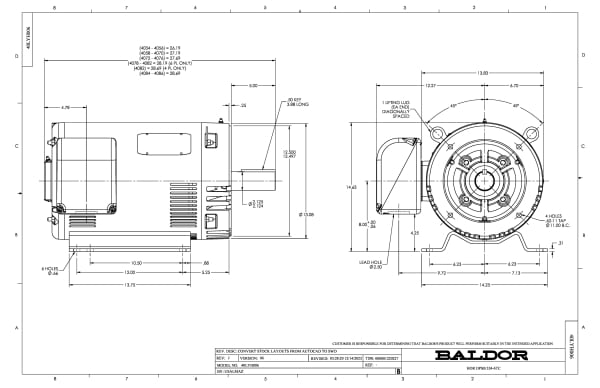 Baldor 30 HP, 1180 RPM, 3 Phase, 60 Hz, 326TC, OPSB, F1 - CEM2536T - Image 2