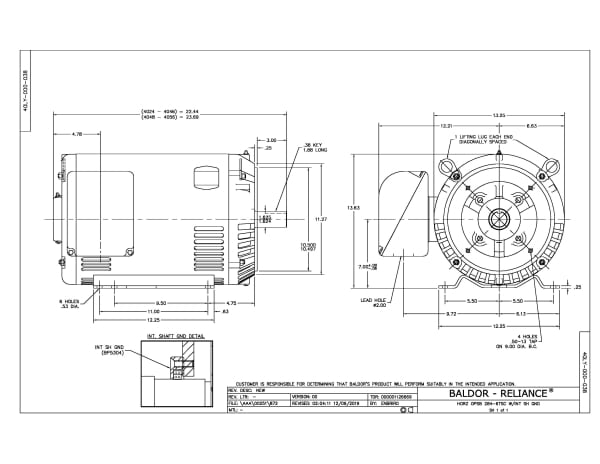 Baldor 40 HP, 3530 RPM, 3 Phase, 60 Hz, 286TSC, OPSB, F1 - CEM2538T-G - Image 2