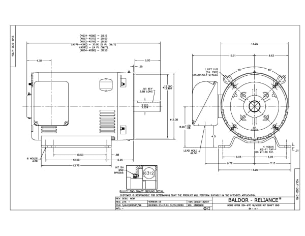 Baldor 40 HP, 1770 RPM, 3 Phase, 60 Hz, 324TC, OPSB, F1 - CEM2539T-G - Image 2