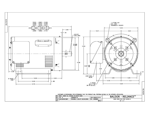 Baldor 50 HP, 3525 RPM, 3 Phase, 60 Hz, 324TSC, OPSB, F1 - CEM2542T - Image 2