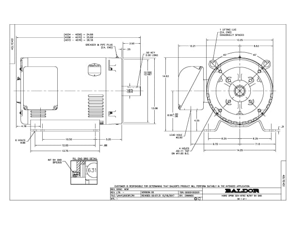 Baldor 50 HP, 3525 RPM, 3 Phase, 60 Hz, 324TSC, OPSB, F1 - CEM2542T-G - Image 2