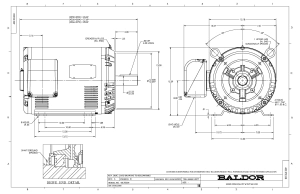 Baldor 50 HP, 1775 RPM, 3 Phase, 60 Hz, 326TC, OPSB, F1 - CEM2543T-G - Image 2