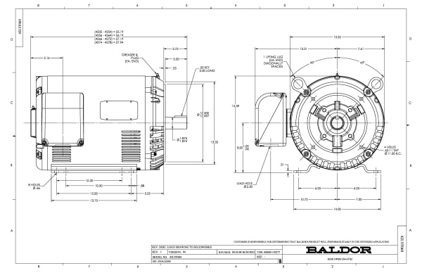 Baldor 60 HP, 3540 RPM, 3 Phase, 60 Hz, 326TSC, OPSB, F1 - CEM2546T - Image 2