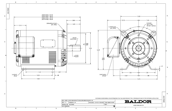 Baldor 60 HP, 1775 RPM, 3 Phase, 60 Hz, 364TC, 4278M, OPSB, F - CEM2547T - Image 2