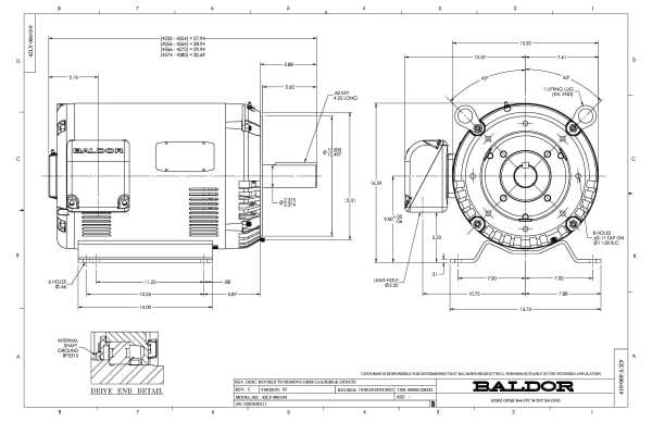 Baldor 60 HP, 1775 RPM, 3 Phase, 60 Hz, 364TC, OPSB, F1 - CEM2547T-G - Image 2