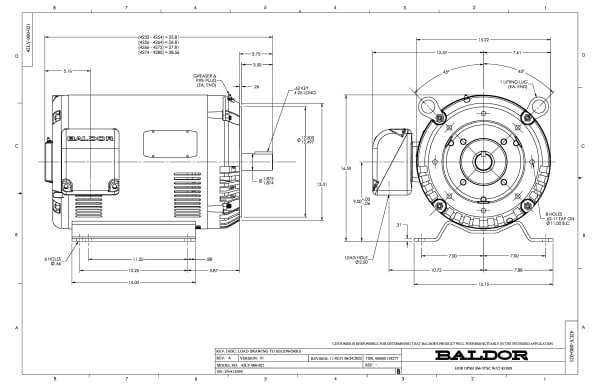 Baldor 75 HP, 3540 RPM, 3 Phase, 60 Hz, 364TSC, OPSB, F1 - CEM2549T - Image 2