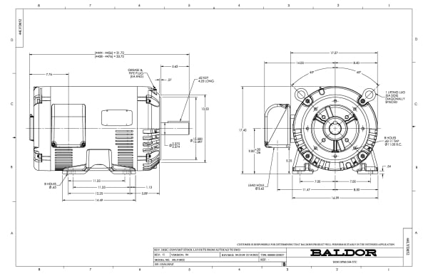 Baldor 75 HP, 1775 RPM, 3 Phase, 60 Hz, 365TC, 4462M, OPSB, F - CEM2551T - Image 2