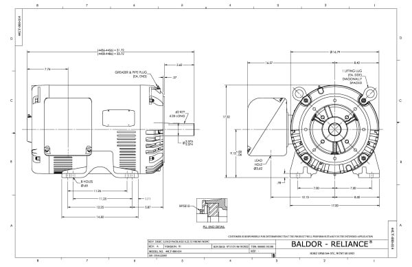Baldor 75 HP, 1775 RPM, 3 Phase, 60 Hz, 365TC, OPSB, F1 - CEM2551T-G - Image 2