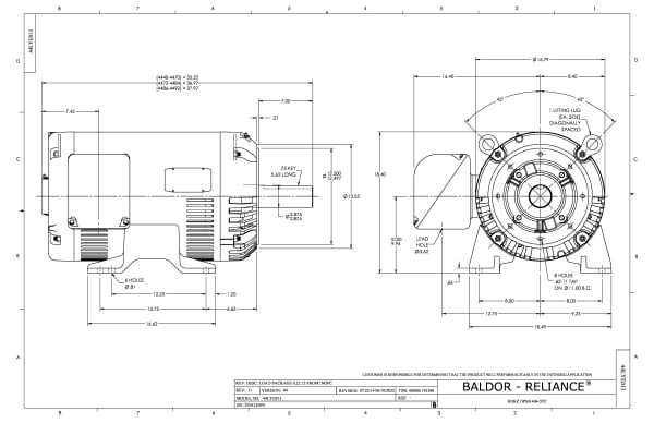 Baldor 100 HP, 1780 RPM, 3 Phase, 60 Hz, 404TC, 4484M, OPSB - CEM2555T - Image 2