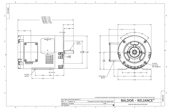 Baldor 1 HP, 3500 RPM, 3 Phase, 60 Hz, 56C, 3512M, OPSB, F1, N - CEM31115 - Image 2