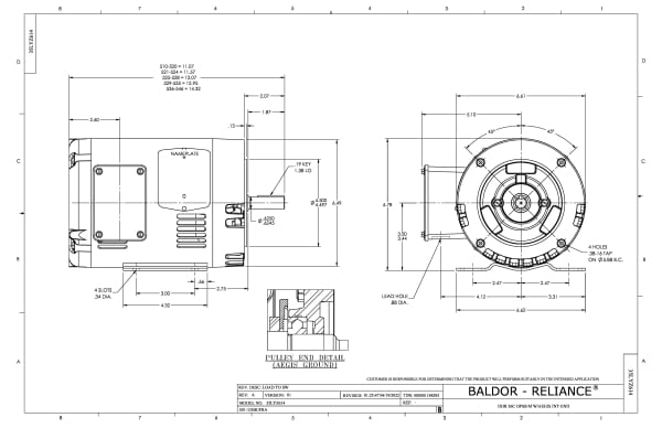 Baldor 1 HP, 3500 RPM, 3 Phase, 60 Hz, 56C, OPSB, F1 - CEM31115-G - Image 2