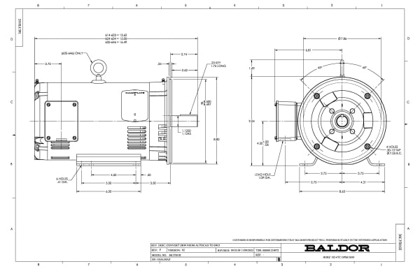 Baldor 5 HP, 1750 RPM, 3 Phase, 60 Hz, 184TC, 3640M, OPSB, F1 - CEM3218T - Image 2