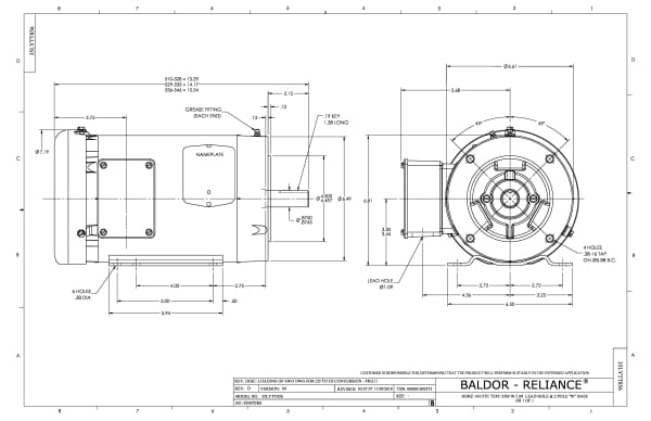 Baldor 3 HP, 3450 RPM, 3 Phase, 60 Hz, 145TC, 3532M, TEFC, F1 - CEM3559T-5 (575 VAC Only) - Image 2