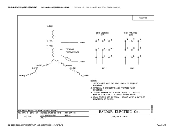 2HP,1175RPM,3PH,60HZ,184TC,TEFC,F1 - CEM3614T-G - Image 11