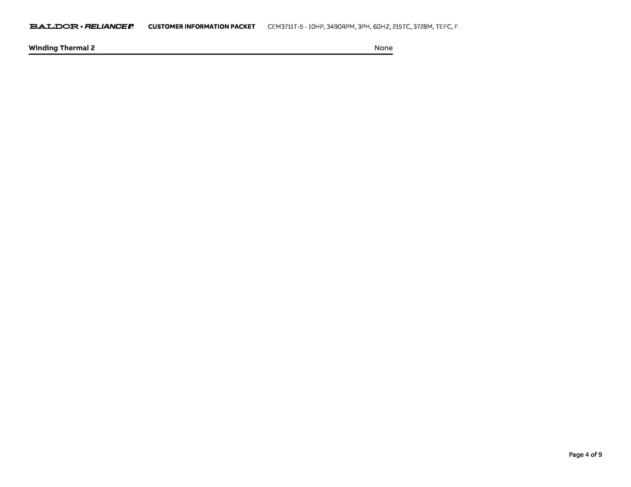 Baldor 15 HP, 3500 RPM, 3 Phase, 60 Hz, 215TC, 3752M, TEFC, F - CEM3713T-5 (575 VAC Only) - Image 7