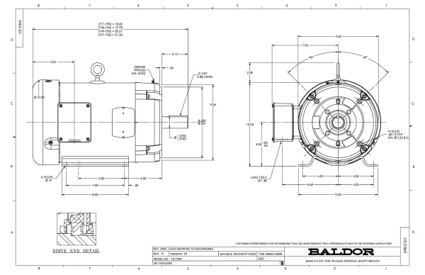 Baldor 10 HP, 1770 RPM, 3 Phase, 60 Hz, 215TC, TEFC, F1 - CEM3714T-G - Image 2