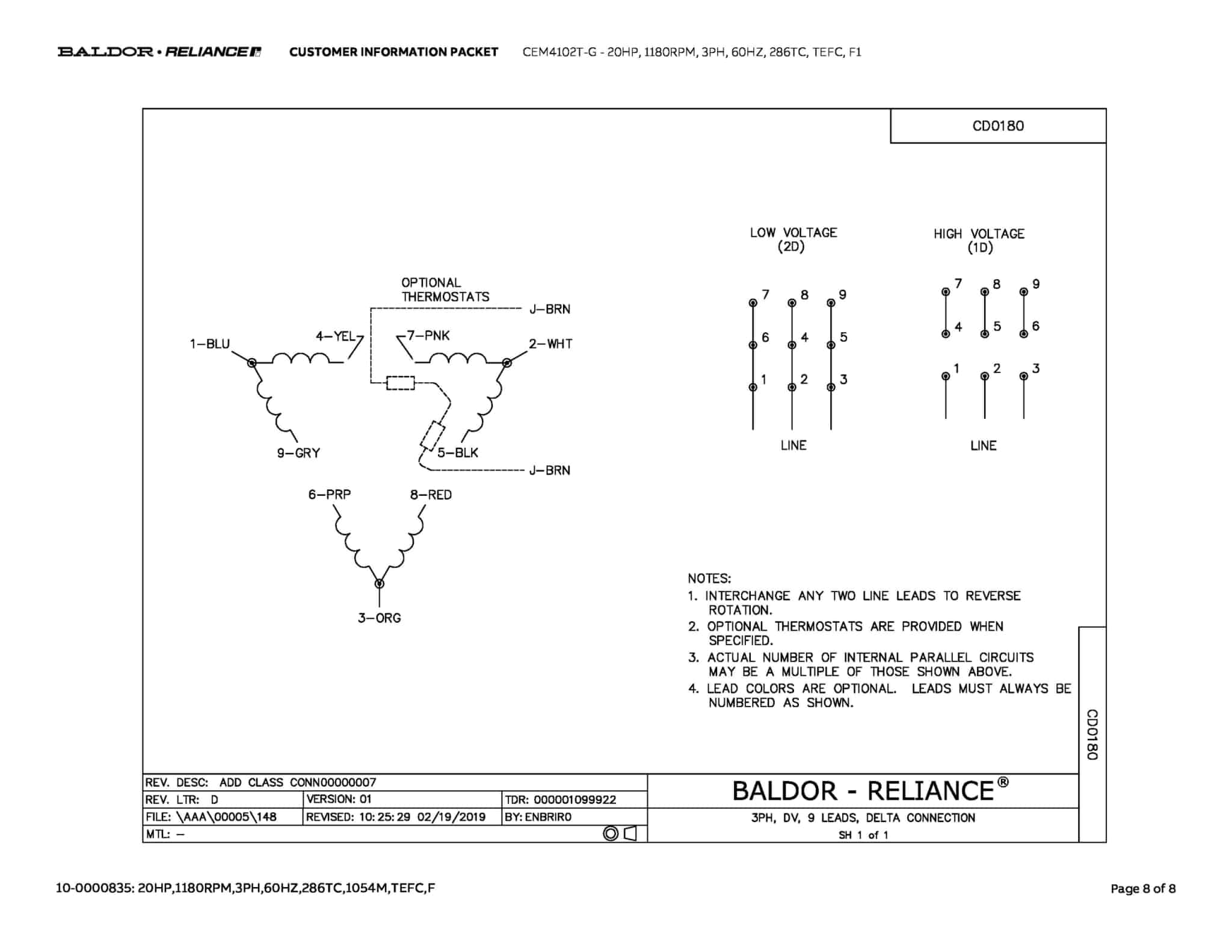 Baldor 20 HP, 1180 RPM, 3 Phase, 60 Hz, 286TC, TEFC, F1 - CEM4102T-G - Image 11