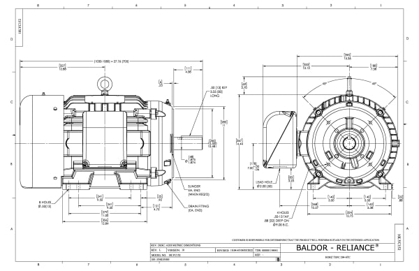 Baldor 25 HP, 1770 RPM, 3 Phase, 60 Hz, 284TC, 1056M, TEFC, F - CEM4103T-5 (575 VAC Only) - Image 2