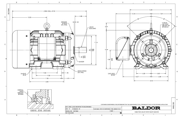 Baldor 25 HP, 1775 RPM, 3 Phase, 60 Hz, 284TC, TEFC, F1 - CEM4103T-G - Image 2