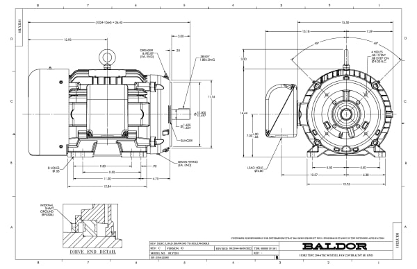 Baldor 30 HP, 3525 RPM, 3 Phase, 60 Hz, 286TSC, TEFC, F1 - CEM4108T-G - Image 2