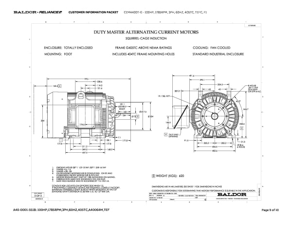 Baldor 100 HP, 1785 RPM, 3 Phase, 60 Hz, 405TC, TEFC, F1 - CEM4400T-G - Image 11