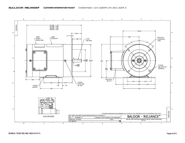Baldor 1.5 HP, 3500 RPM, 3 Phase, 60 Hz, 3532M, N - CESSWDM3550 - Image 11