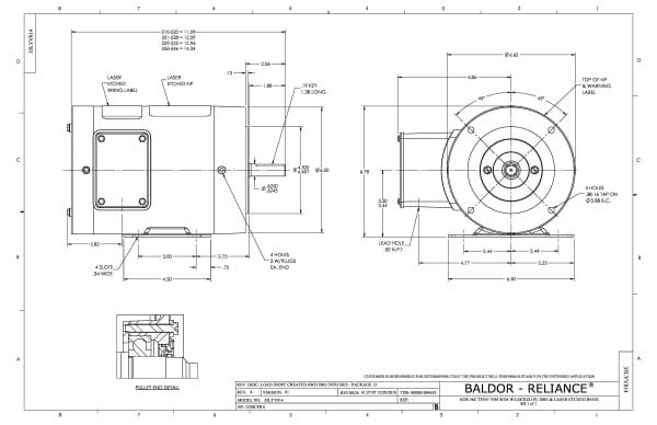 Baldor CESSWDM3550-5 - 1.5 HP, 3450 RPM, 3 Phase, 60 Hz, 56C, 3532M, TENV, F1 (575 VAC Only) - Image 2