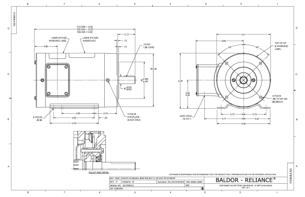 Baldor CESSWDNM3555T-5 - 2 HP, 3475 RPM, 3 Phase, 60 Hz, 145TC, 3546M, TENV, F1 (575 VAC Only) - Image 2
