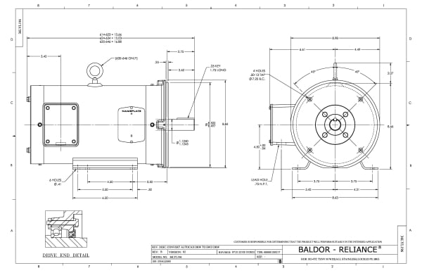 Baldor CESSWDNM3611T-5 - 3 HP, 1750 RPM, 3 Phase, 60 Hz, 182TC, 3646M, TENV, F1 (575 VAC Only) - Image 2