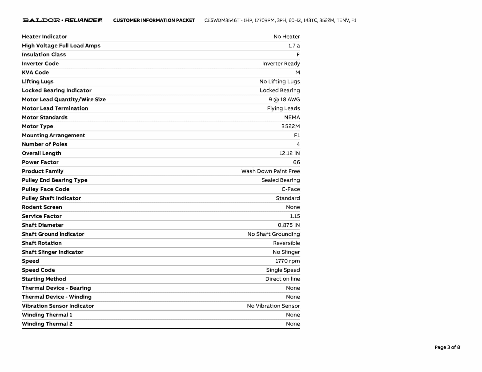 1HP,1760RPM,3PH,60HZ,143TC,3524M,TENV,F1 - CESWDM3546T - Image 6