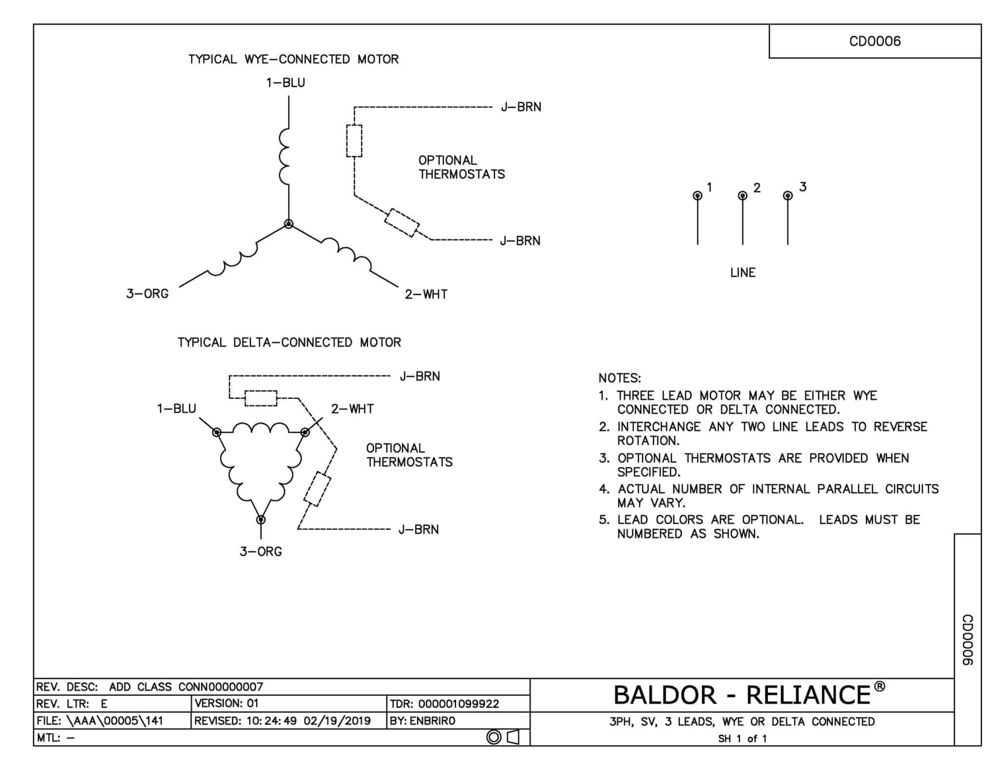 Baldor CESWDM3554-5 - 1.5 HP, 1755 RPM, 3 Phase, 60 Hz, 56C, 3534M, TENV, F1 (575 VAC Only) - Image 3