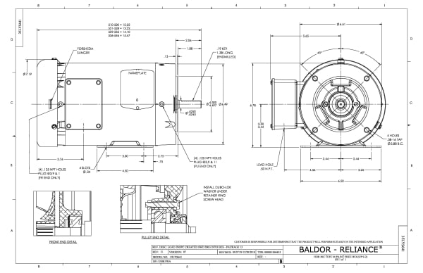Baldor 2 HP, 1750 RPM, 3 Phase, 60 Hz, 56C, 3528M, TEFC, F1, N - CESWDM3558 - Image 2