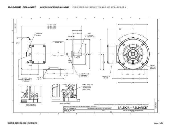 Baldor 2 HP, 1750 RPM, 3 Phase, 60 Hz, 56C, 3528M, TEFC, F1, N - CESWDM3558 - Image 10