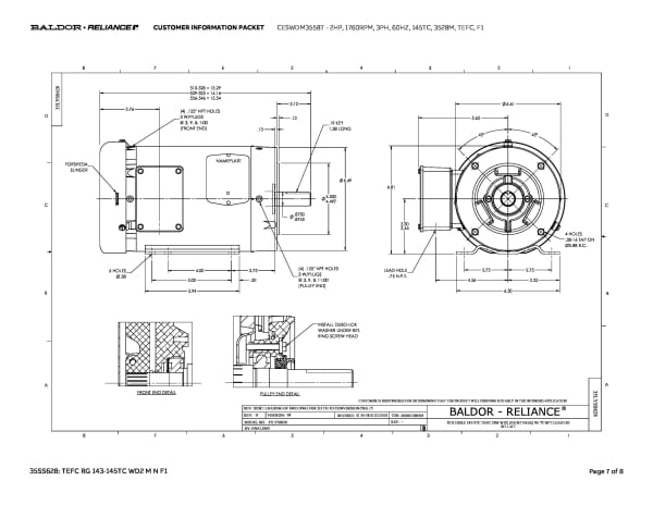 Baldor 2 HP, 1755 RPM, 3 Phase, 60 Hz, 145TC, 3536M, TEFC, F1 - CESWDM3558T - Image 10