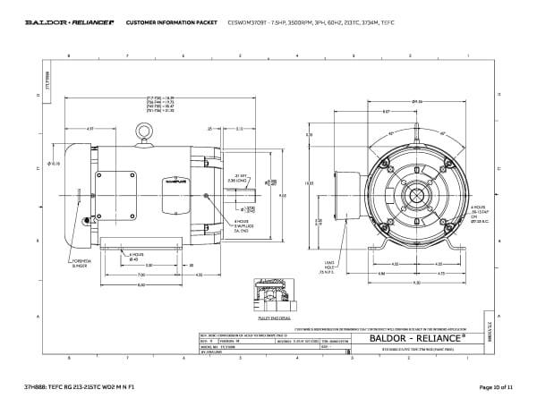 Baldor 7.5 HP, 3500 RPM, 3 Phase, 60 Hz, 213TC, 3734M, TEFC - CESWDM3709T - Image 13