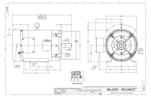 Baldor 7.5 HP, 1770 RPM, 3 Phase, 60 Hz, 213TC, 3740M, TEFC - CESWDM3710T - Image 2